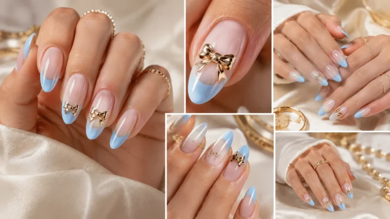 Soft Icy blue nails
