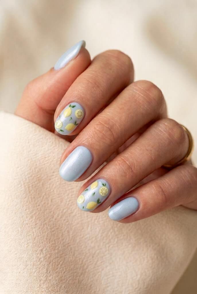Baby Blue With Lemon Details