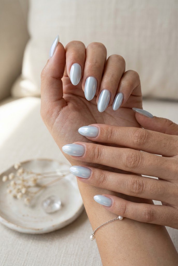 Baby Blue Glazed Nails