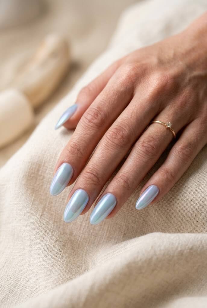 Iridescent Mermaid Blue Nails