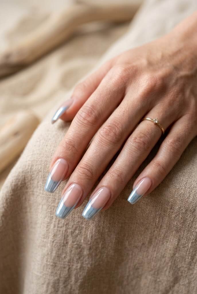 Baby Blue Chrome Tips