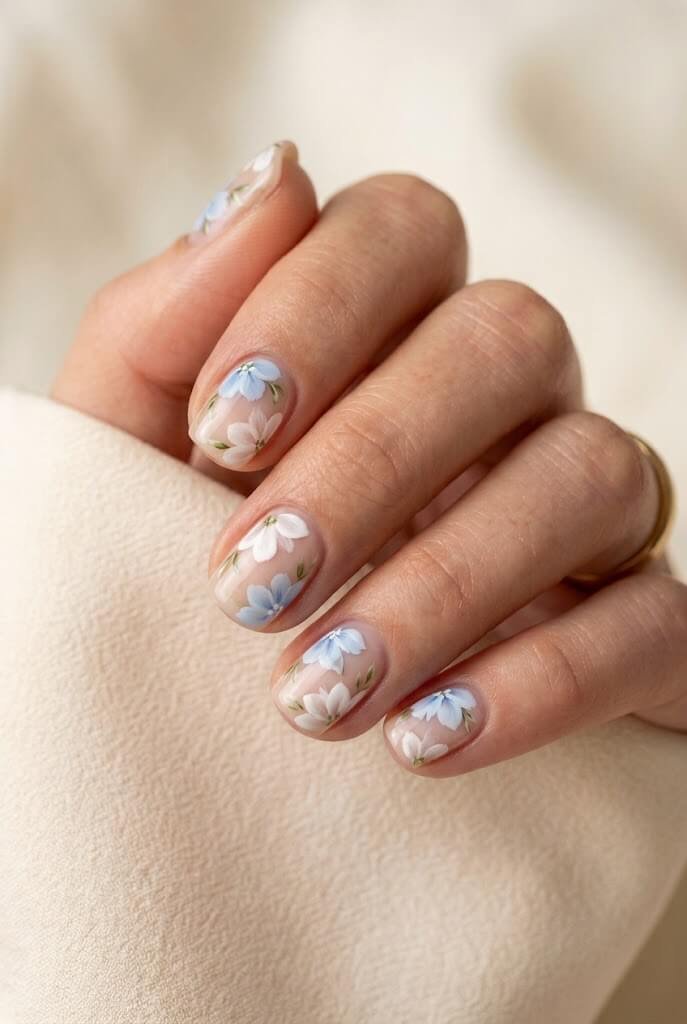 Baby Blue Watercolor Florals